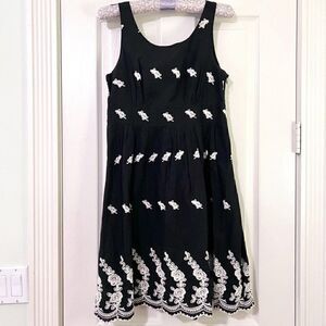 Le Lis Blanc Deux Embroidered Black Cotton Sundress size P